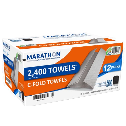 FCV Marathon Absorbent 2-Ply C-Fold Paper Towels - 12 Pack (2400)