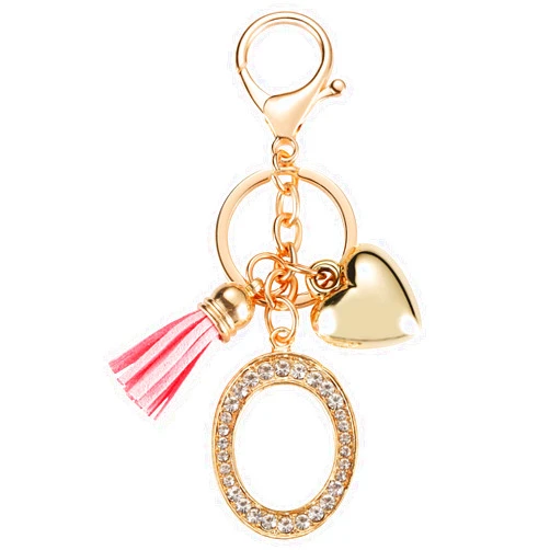 UTreers Cute A-Z Letter Keychain for Women Tassel Heart Keychains Girls Purse Bag Keys Charm Key Ring Gift