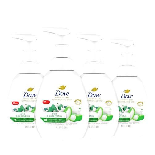 Dove Foaming Hand Wash 4 Count Aloe & Eucalyptus Protects Skin from Dryness, More Moisturizers than the Leading Ordinary Hand Soap, 10.1 oz