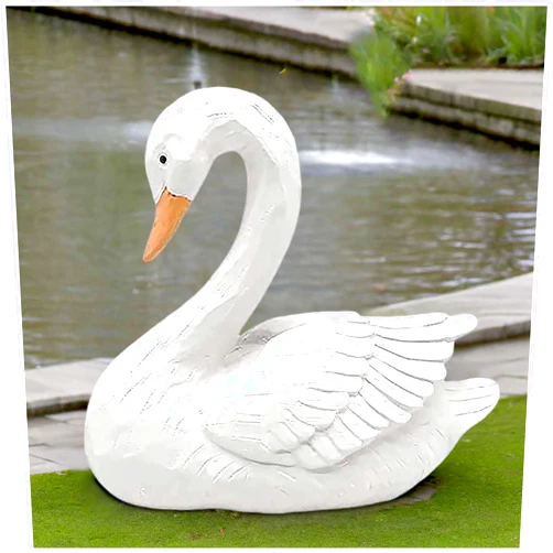DurableDelights White Swan Figurine - Home Decor Exquisite Sculpture Resin，Artistic White Goose Statue Craft for Elegant Outdoor Garden and Yard Decoration, 7.48 Inches