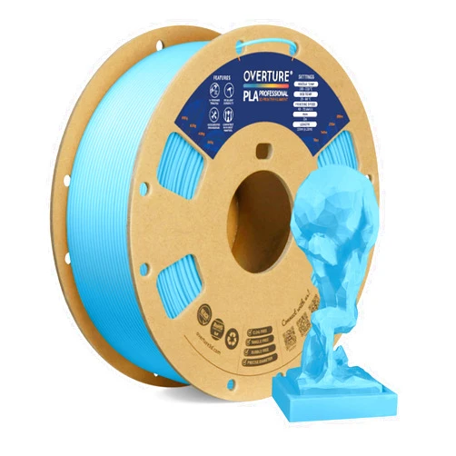OVERTURE PLA Plus (PLA+) Filament 1.75mm PLA Professional Toughness Enhanced PLA Roll, Cardboard Spool, Premium PLA 1kg(2.2lbs), Dimensional Accuracy Probability +/- 0.02mm (Light Blue)