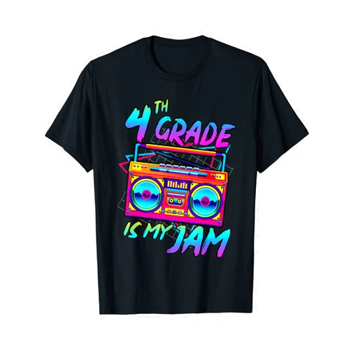 Funny Retro Vintage First Day Of School Outfit Retro 80s 4th Grade Is My Jam Back To School Teacher Student T-Shirt
