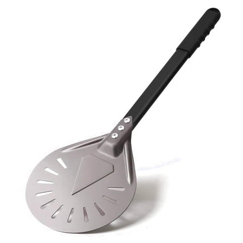 Newmeto Pizza Turning Peel 7 Inch Round Aluminum Perforated Pizza Peel Turner with Metal Handle Pizza Paddle for Homemade Pizza Oven Accessories