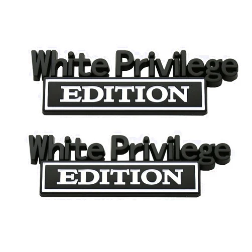 CDD White Privilege Edition Emblem - Badgeslide The Original White Privilege Edition Emblem Fender Badge Replacement for F-150 F250 F350 Silverado 1500 2500 3500 (Black/White)