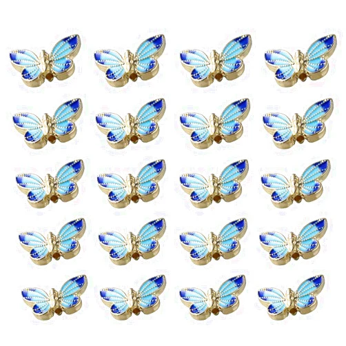 SiegYma Butterfly Beads ， 20 Pcs Cloisonne Creativity Butterfly Beads Mini Handmade Making Pendant Bracelet Necklace Hairpin Blue DIY Jewelry Alloy Accessories Decoration