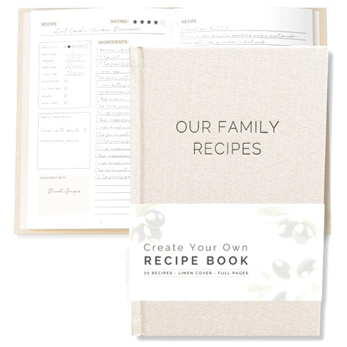 Paige McRae Home & Decor Blank Recipe Book To Write In Your Own Recipes - Family Cook Book Journal Notebook With Recipe Templates To Create A Personalized Cookbook - Table of Contents, Conversions & Thick Empty Pages - Beige
