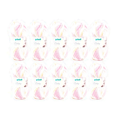 Gründl 3457–02 Baby Color Cotton, Rose Multicolor, 35 x 32 x 8 cm Pack of 10