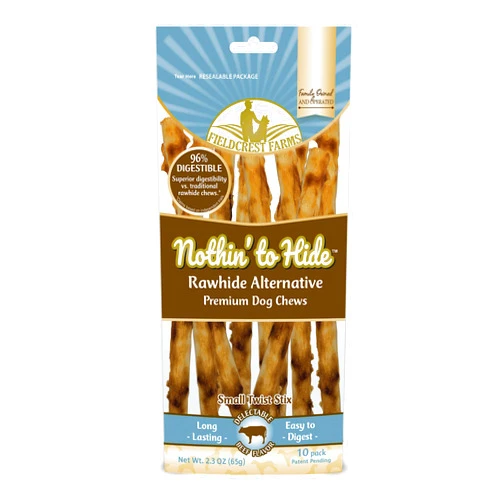 Fieldcrest Farms Nothing to Hide Natural Rawhide Alternative Small Twist Stix for Dogs - (10 Sticks) All Natural Easily Digestible Chews for All Breed Dogs - Great for Dental Health