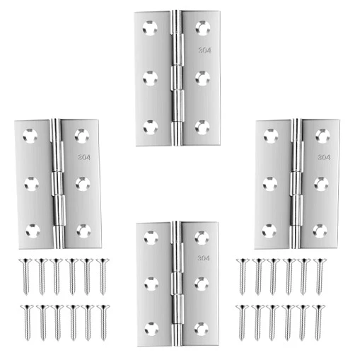 QANQIUPLE Stainless Steel 3 Inch Folding Butt Hinges for Cabinet Furniture Door Window Case Lid and Wooden Box Chest, Pack of 4