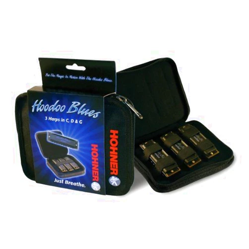 Hohner Hoodoo Blues - Diatonic Harmonica 3 Pack - Key of C,D,G - Case Included