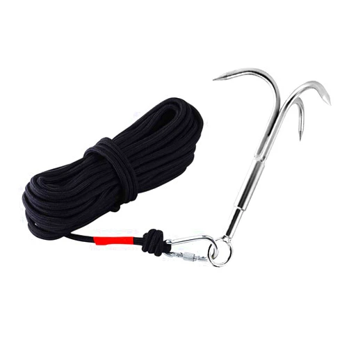 MHDMAG Grappling Hook, Anchor Hook Carabiner Climbing with 3-Claw Stainless Steel Hooks for Anchor Retrieving, Outdoor Hiking, Tree Limb Removal