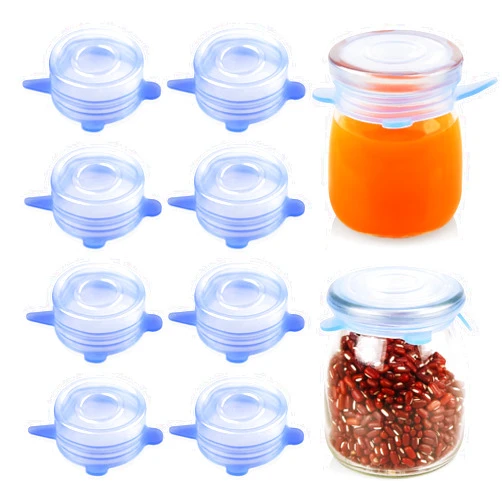 Walgett Extra Small Silicone Stretch Lids 2 Inch Reusable Silicone Jar Cover lids to Fit 2 Inch to 2.4 Inch Blue 8 pcs