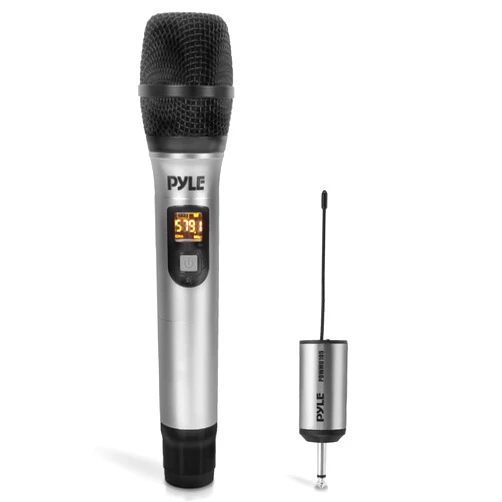 PYLE Portable UHF Wireless Microphone System - Professional Battery Operated Handheld Dynamic Unidirectional Cordless Microphone Transmitter Set w/Adapter Receiver, for PA Karaoke DJ Party - PDWMU105
