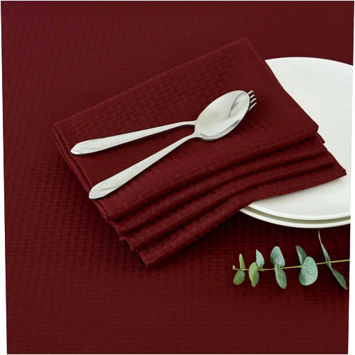 maxmill Cloth Napkins Weaved Texture Pattern Soft Comfortable and Luxury Serviette for Restaurant Family Dinners Weddings Parties and Banquets Set of 4 Pieces, 20 x 20 Inch Burgundy