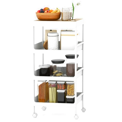 Giantex Rolling Utility Cart, 4 Tiers Kitchen Storage Cart with Detachable Tray Top, Locking Wheels, Mobile Shelving Unit Service Cart for Kitchen, Bathroom, Laundry, Small Narrow Spaces (1, 33''H)