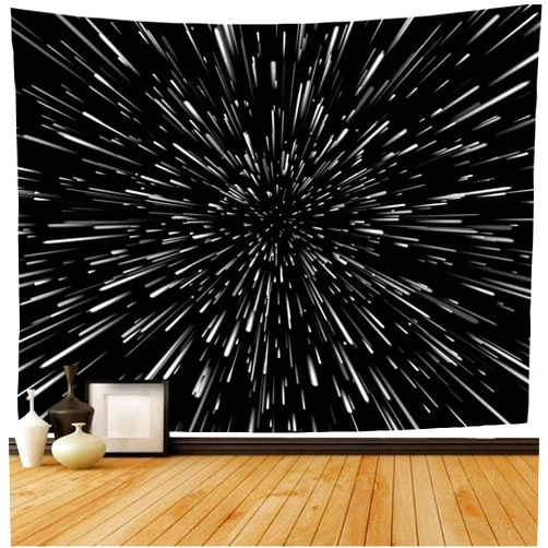 Mearklwd Tapestry Wall Hanging Abstract Big Wormhole Hyperspace Future Tunnel Zoom Gravity Nebula Open Space Black Star Science Tapestry Trippy Tapestry for Room (80x60 Inches)