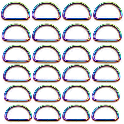 NIWONS Metal D Rings D Buckles - 1 Inch Non Welded Clips Belt Buckles Hardware Bags Ring for Purse Clasp Accessories (Rainbow)