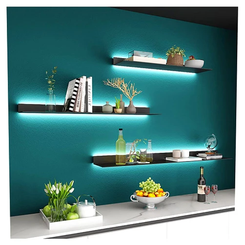 WJYLM Floating Wall Mounted Display Shelves with Built-in LED Light, 1 Shelf, Modern Style, Aluminium Material, 80cm Depth, Ideal for Living Room, Display Books, Collectibles, Plants