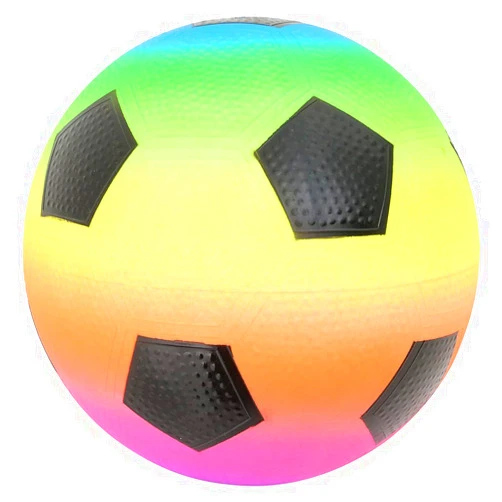 HOWBOUTDIS 9 Inch Rainbow Inflatable Soccer Ball for Kids-Fun Backyard Game Ball- Bright Neon Color-Ages 3+
