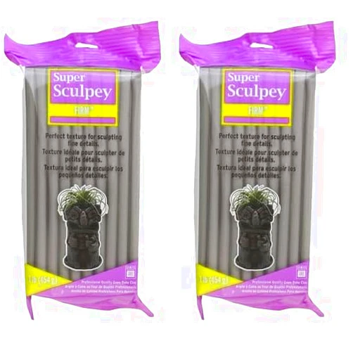 Super Sculpey Polyform Super Sculpey Firm Gray, Premium, Non Toxic, Firm, Sculpting Modeling Polymer Clay, Oven Bake Clay, 1 Pound bar. Great for All Advanced sculptors, Artists, Model Makers and Movie Studios.