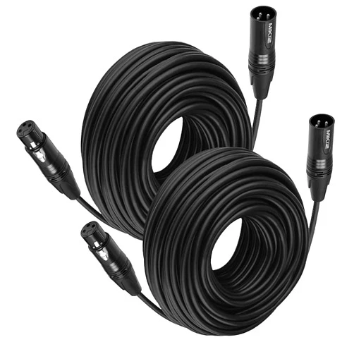 MIKIZ XLR Cables 75 ft 2 Pack - Premium Balanced Microphone Cable with 3 Pin XLR Male to Female Balanced
