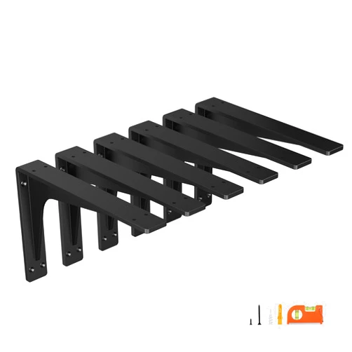 NEODROP 10 Inch Heavy Duty Shelf Brackets, Premium Metal Wall Bracket for Mantel, Countertop Support, Garage Storage Shelves | High Strength Corner Brace | 6-Pack Floating Shelf Hardware
