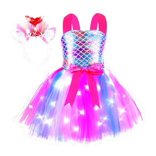 PURFEEL Girls Led Light up Costume Led Party Dress