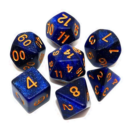 CREEBUY DND Dice Set Dark Blue Mix Black Nebula Dice for Dungeon and Dragons D&D RPG Role Playing Games 7Pcs Polyhedral Dice with Dice Bag
