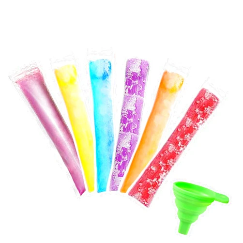 KRLIFCSL 160 Pcs Disposable Ice Pop Bags Popsicle Bags with Zip Seals with Foldable Funnel, DIY Popsicle Freezer Bags for Yogurt Sticks, Juice & Fruit, Ice cream Party Favors for Kids and Adults(160)
