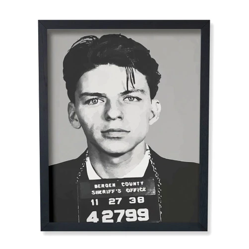 Poster Master Vintage Frank Sinatra Poster - Retro Frank Sinatra Mugshot Print - Celebrity Art - Gift for Men, Musician, Hollywood Fans - Wall Decor for Home, Office, Bedroom, 8x10 Black Framed