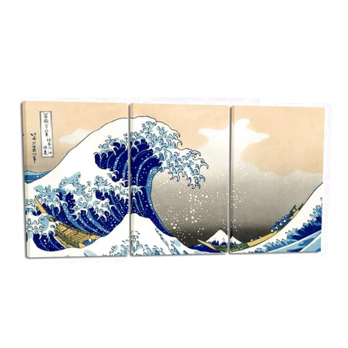 Wieco Art Great Wave of Kanagawa Katsushika Hokusai 3 Piece Modern Stretched Canvas Prints Artwork Abstract Pictures Paintings on Canvas Wall Art for Home Office Decorations Wall Decor
