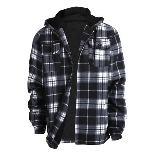 Facitisu Winter Heavy Warm Sherpa Lined Fleece Plaid Flannel Jacket Men Plus Size S-5XL Big&Tall Mens Coat
