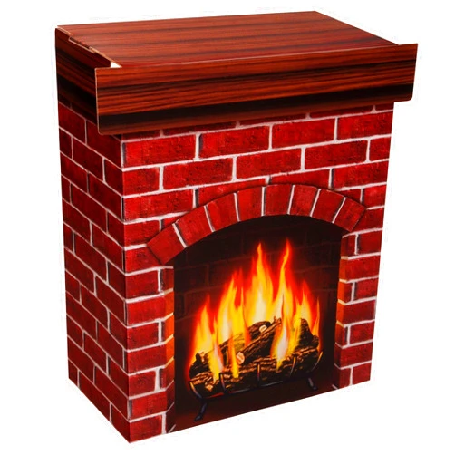 Beistle 3-D Fireplace Standup Prop, Crackling Fire Photo Accessories & Christmas Decorations, Fire Place Decor for Holiday Party, 32”H x 27”W x 12.4”D