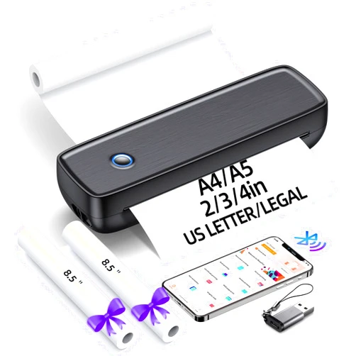 Aixiqee Portable Printer Wireless for Travel，Bluetooth Thermal Printer Support 8.5