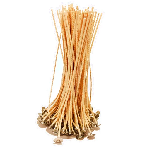 NICEME 100PCS Natural Wicks for Soy Candles, 6 Inch Pre-Waxed ECO Wick for Candle Making, Thick Cotton Wick with Base for DIY Candlemaking