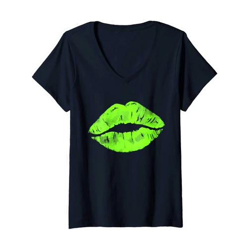 80er 90er Jahre Party Outfit Verkleidung Kostüm Womens Lips, kissing lipstick, 80s, 90s, 90s, themed party V-Neck T-Shirt