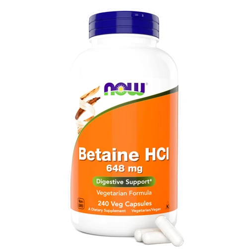 NOW Betaine HCl 648 mg, 240 Veg Capsules