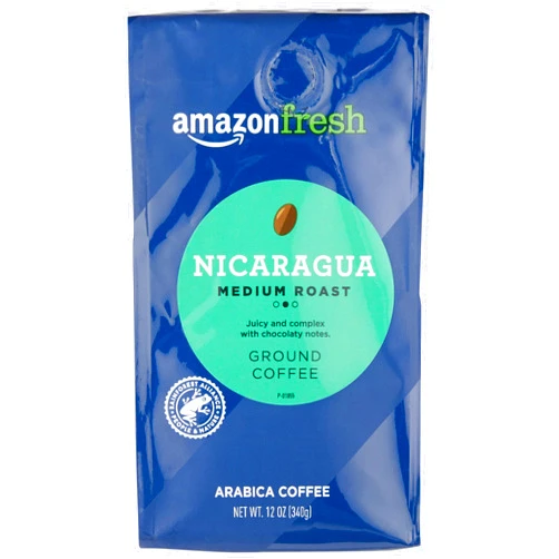 Amazon Fresh, Nicaragua Ground Coffee, Medium Roast, 12 Oz