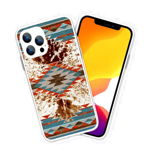 HUIYUEKUAI Design for iPhone 14, Western Retro Cowhide Animal Print Farm Cowgirl Howdy Boho Cowboy Country Graphic iPhone Case Protection Shockproof TPU Clear Case Cover for Men & Women Cases