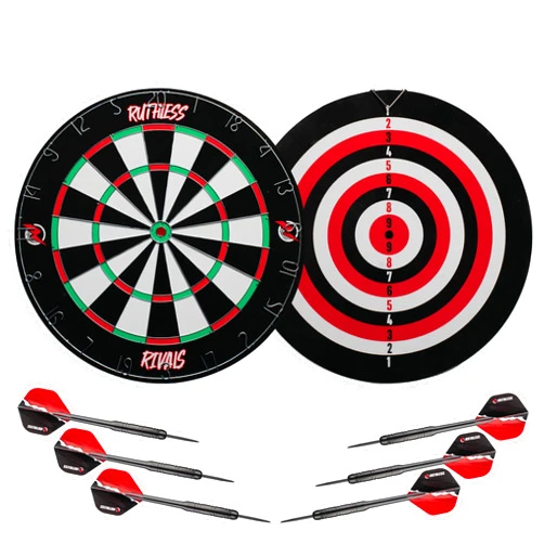 Ruthless | Rivals Family Dart Board Game | 18 * 1 Double Sided Dartboard Set Including 2 Sets of Darts (DB074)