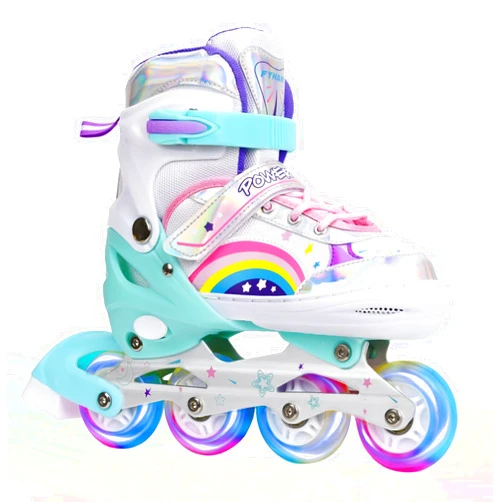 LJPYMX Kids Inline Skates Adjustable for Girls with All Wheels Light up, Fun Illuminating Girls Inline Skates for Toddlers Beginner Outdoor Indoor Sports
