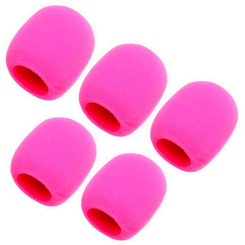 Fielect 5Pcs Microphone Cover Foam Mic Cover Handheld Microphone Windscreen Shield Protection Micro Foam Filter Pink for KTV Broadcasting