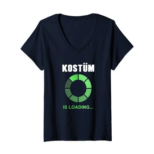 Lustige Witzige Fasching Karneval Kostüm Shirts.MK Womens Carnival Anti Costume Saying Loading Fancy Dress Costume V-Neck T-Shirt