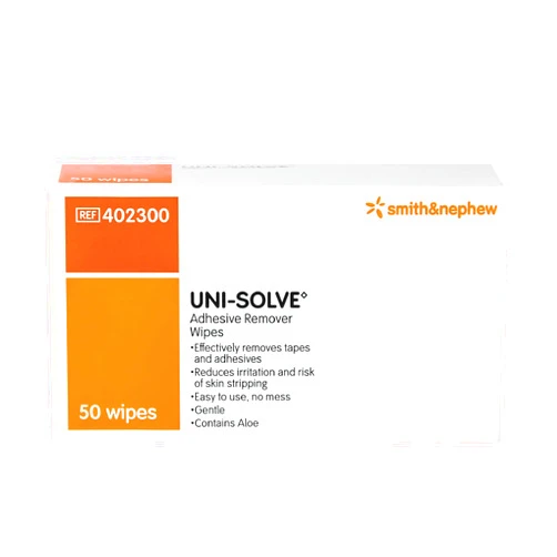 Smith & Nephew Uni Solve 402300 Adhesive Remover Wipe, Pack of 50
