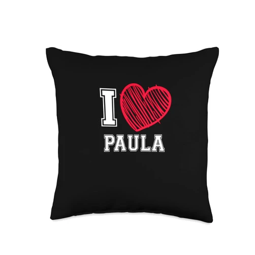 Paula Name Valentine's Day Gift I Heart First Name I Love Paula Personalized Throw Pillow, 16x16, Multicolor