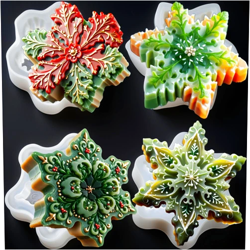 YMMLLP Snowflake Silicone Molds Christmas Snowflake Soap Molds Snowflakes Candle Mold 3D Christmas Silicone Chocolate Mold for Making Soaps Candles Bath Bomb Cookie Cake Candy Chocolate Muffins Ice(4 White)