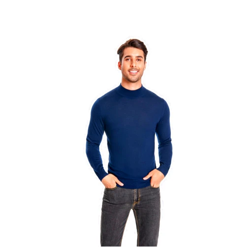 WOSICA Men's 100% Extrafine Merino Wool Long Sleeve Mock Neck Pullover