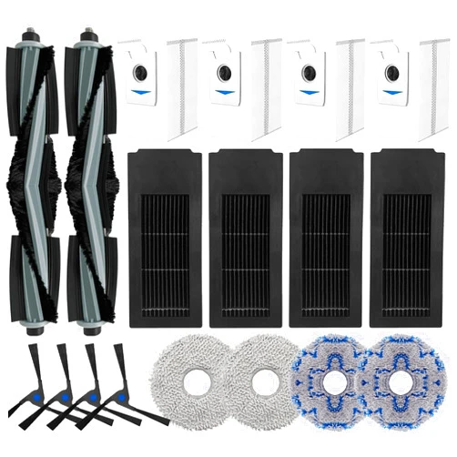 Mitisevim DEEBOT X2 Omni Replacement Parts for ECOVACS DEEBOT X2 Omni / X2 / X2 Pro Robot Vacuum, 2 Main Rubber Brush,4 Side Brush,4 Hepa Filters,4 Dust Bags,4 Mop Cloths