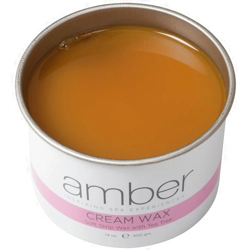 Amber Cream Wax Soft Strip Depilatory Wax with Tea Tree Oil, 14 Ounces