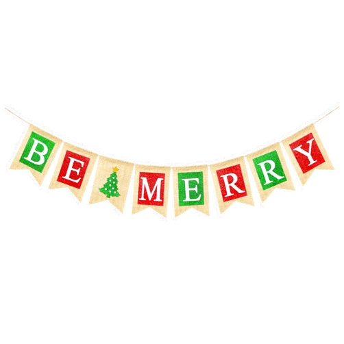 VILIFEVER Burlap Be Merry Banner Christmas Decorations for Mantel Fireplace, Christmas Banner for Home Office Wall Decor, Winter Holiday Photo Props Xmas Party Favors